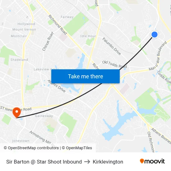 Sir Barton @ Star Shoot Inbound to Kirklevington map