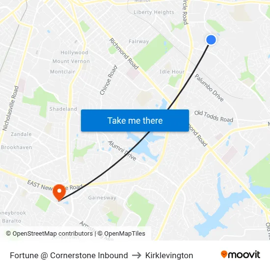 Fortune @ Cornerstone Inbound to Kirklevington map