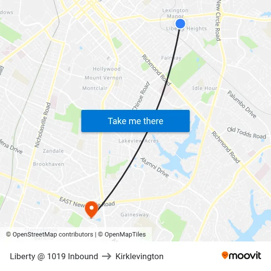 Liberty @ 1019 Inbound to Kirklevington map