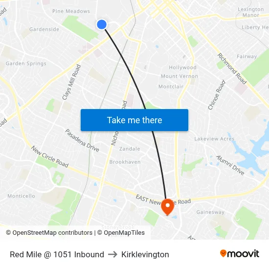 Red Mile @ 1051 Inbound to Kirklevington map