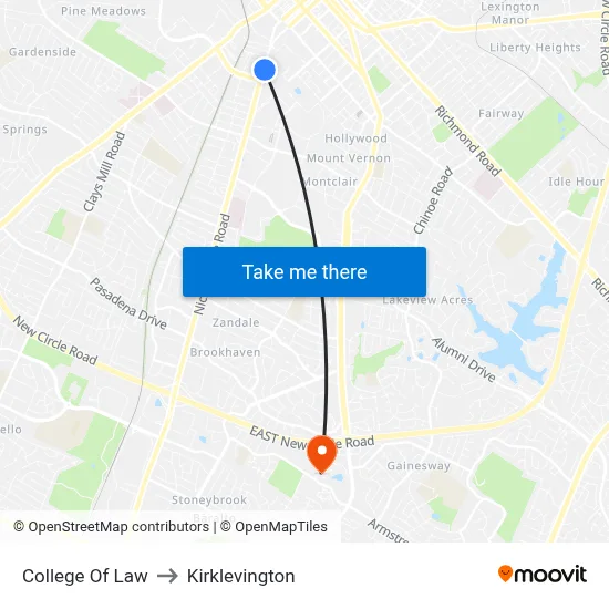 College Of Law to Kirklevington map