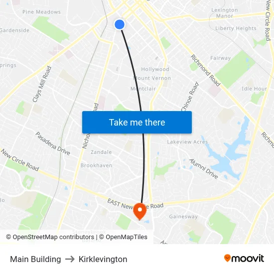Main Building to Kirklevington map