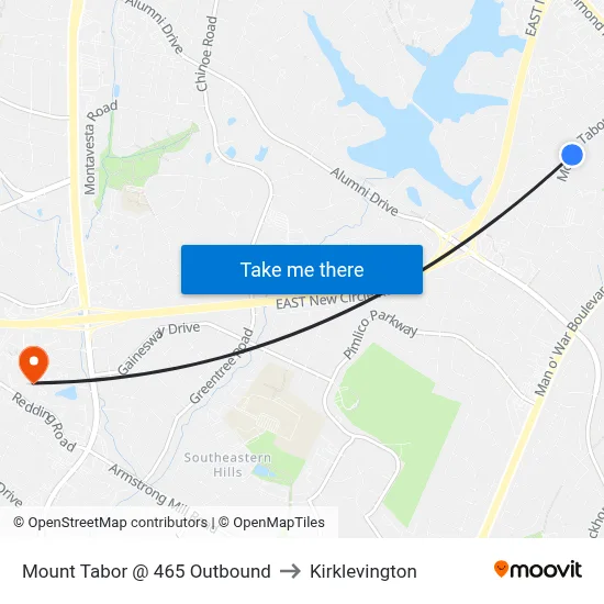 Mount Tabor @ 465 Outbound to Kirklevington map