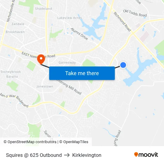 Squires @ 625 Outbound to Kirklevington map