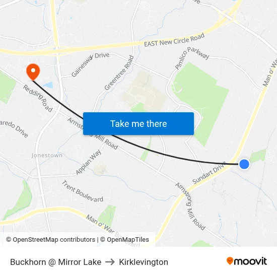 Buckhorn @ Mirror Lake to Kirklevington map