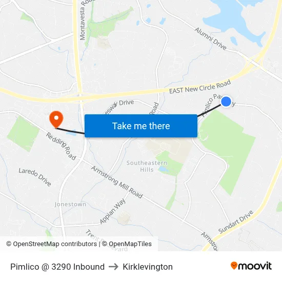 Pimlico @ 3290 Inbound to Kirklevington map