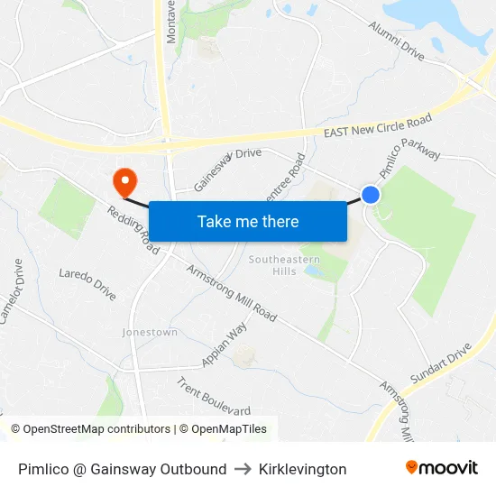 Pimlico @ Gainsway Outbound to Kirklevington map
