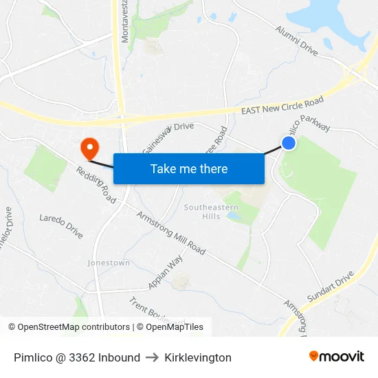 Pimlico @ 3362 Inbound to Kirklevington map