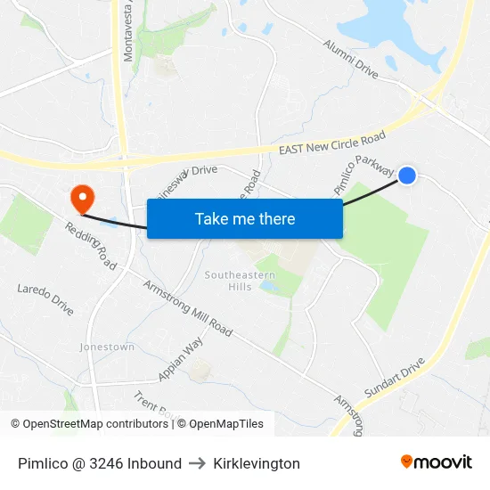Pimlico @ 3246 Inbound to Kirklevington map