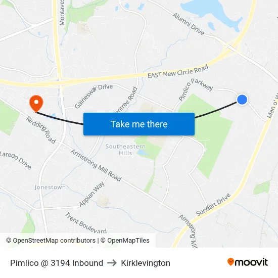 Pimlico @ 3194 Inbound to Kirklevington map