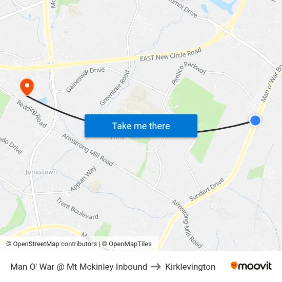 Man O' War @ Mt Mckinley Inbound to Kirklevington map