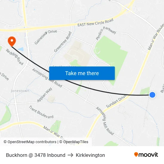 Buckhorn @ 3478 Inbound to Kirklevington map