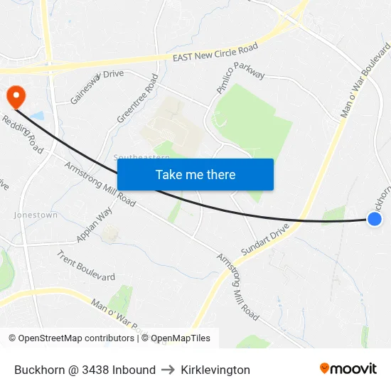 Buckhorn @ 3438 Inbound to Kirklevington map