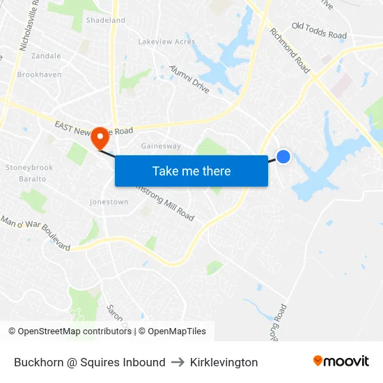 Buckhorn @ Squires Inbound to Kirklevington map