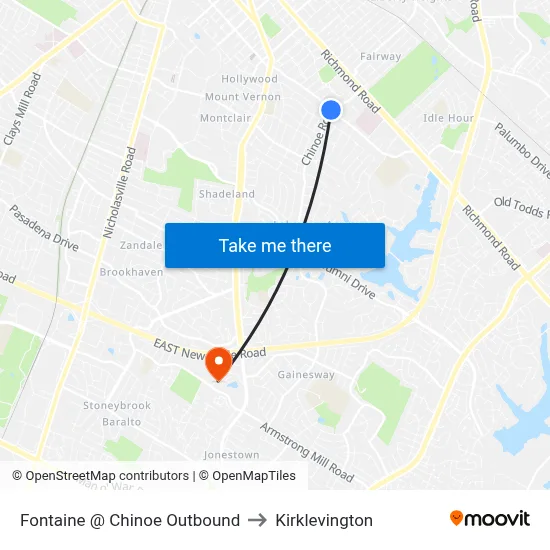 Fontaine @ Chinoe Outbound to Kirklevington map