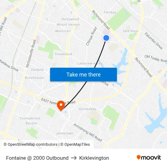 Fontaine @ 2000 Outbound to Kirklevington map