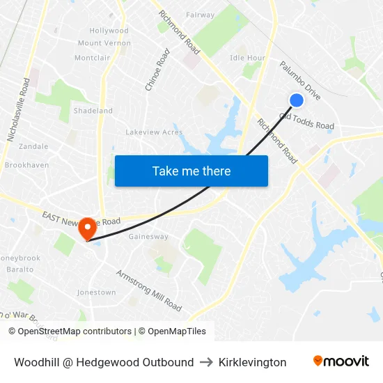 Woodhill @ Hedgewood Outbound to Kirklevington map