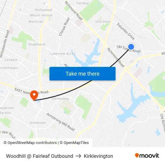 Woodhill @ Fairleaf Outbound to Kirklevington map