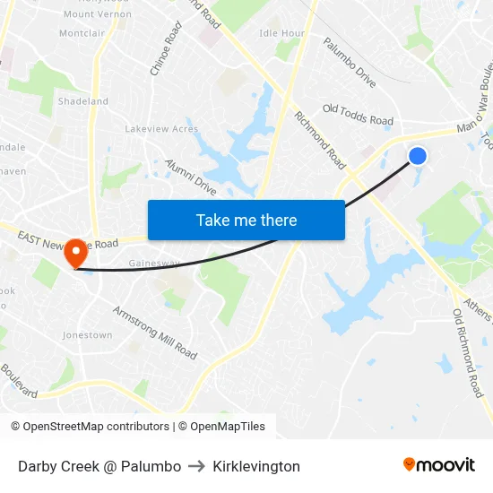 Darby Creek @ Palumbo to Kirklevington map