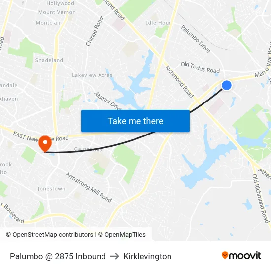 Palumbo @ 2875 Inbound to Kirklevington map