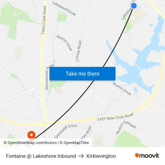 Fontaine @ Lakeshore Inbound to Kirklevington map