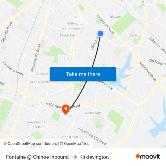 Fontaine @ Chinoe Inbound to Kirklevington map