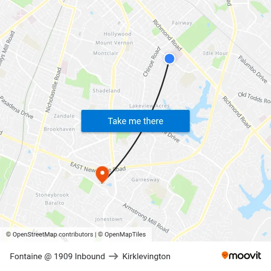 Fontaine @ 1909 Inbound to Kirklevington map