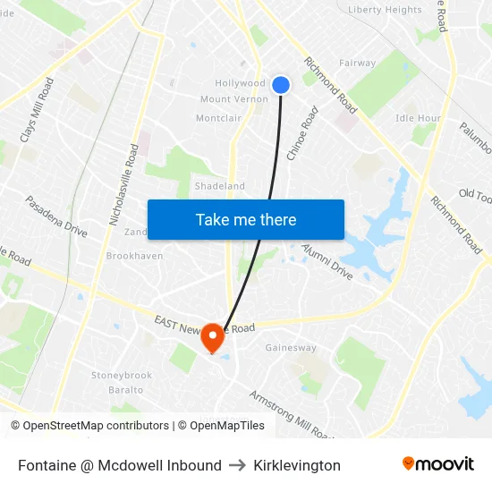 Fontaine @ Mcdowell Inbound to Kirklevington map