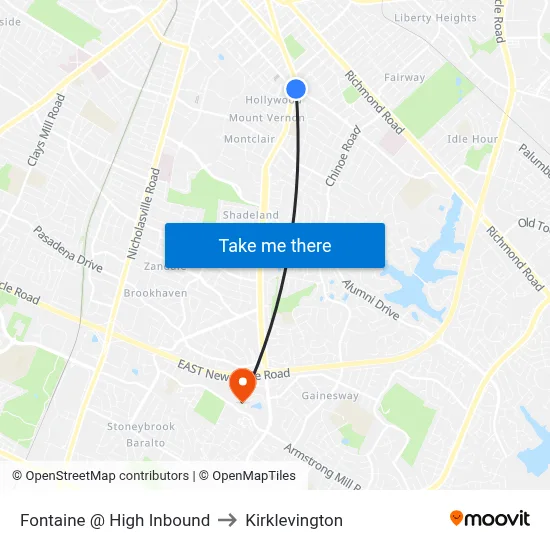 Fontaine @ High Inbound to Kirklevington map