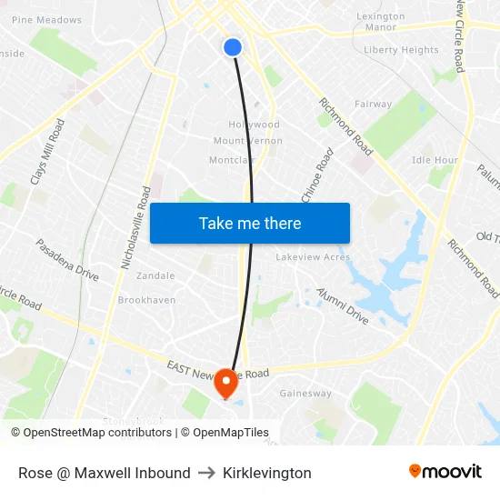 Rose @ Maxwell Inbound to Kirklevington map