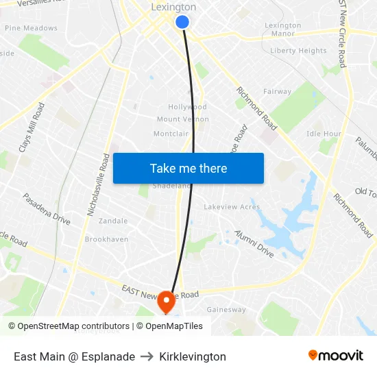 East Main @ Esplanade to Kirklevington map