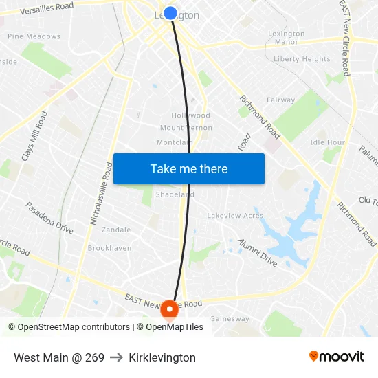 West Main @ 269 to Kirklevington map