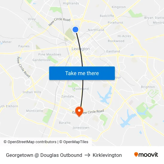 Georgetown @ Douglas Outbound to Kirklevington map