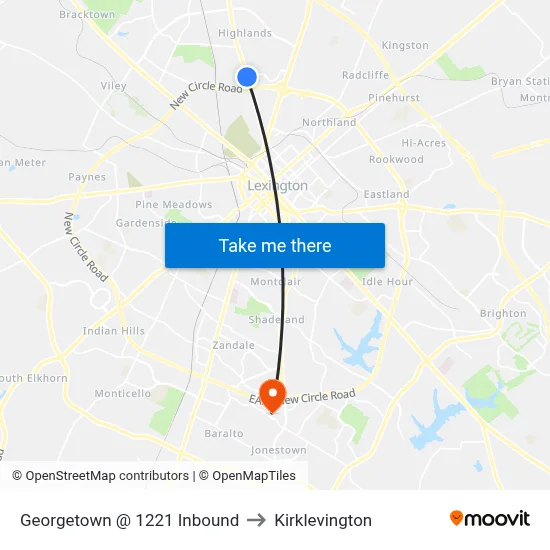 Georgetown @ 1221 Inbound to Kirklevington map
