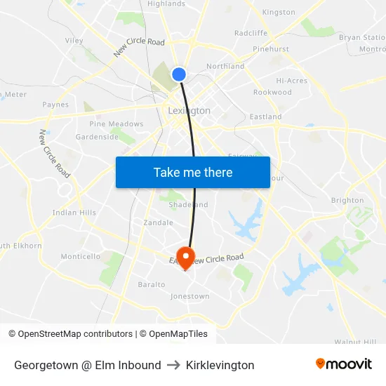 Georgetown @ Elm Inbound to Kirklevington map