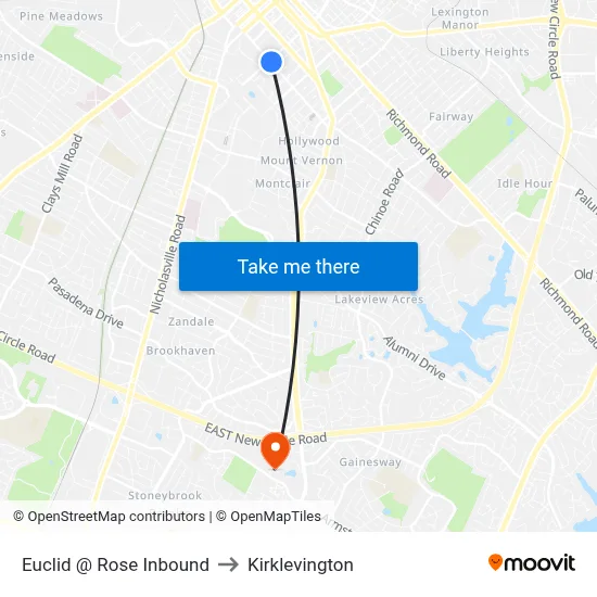 Euclid @ Rose Inbound to Kirklevington map