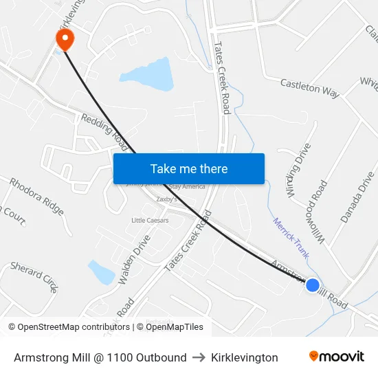 Armstrong Mill @ 1100 Outbound to Kirklevington map