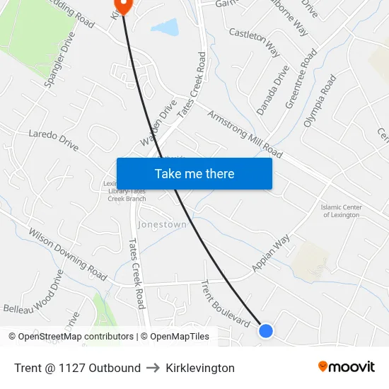 Trent @ 1127 Outbound to Kirklevington map