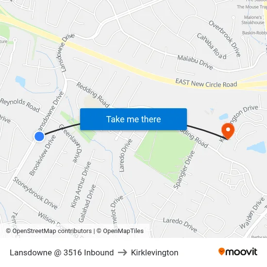Lansdowne @ 3516 Inbound to Kirklevington map