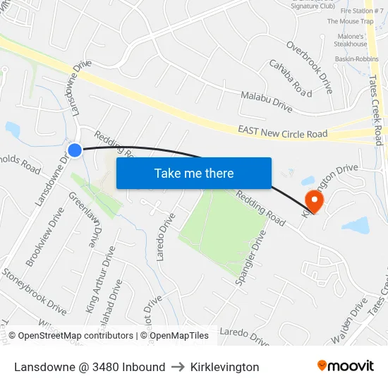 Lansdowne @ 3480 Inbound to Kirklevington map