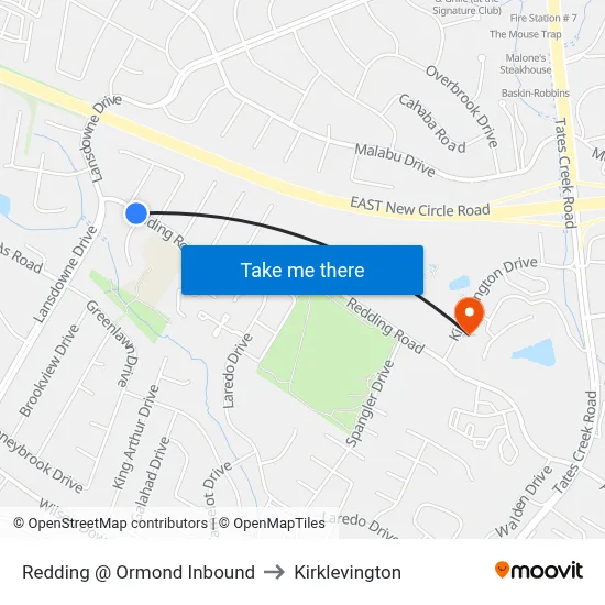 Redding @ Ormond Inbound to Kirklevington map