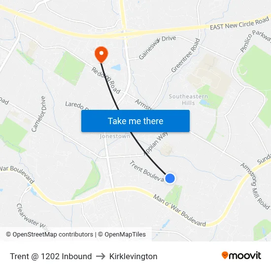 Trent @ 1202 Inbound to Kirklevington map
