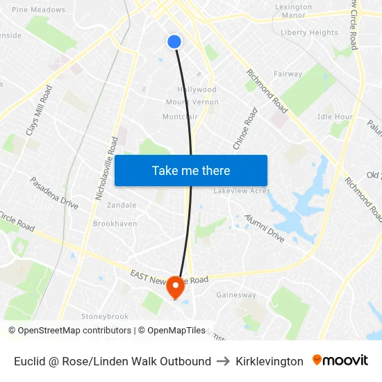 Euclid @ Rose/Linden Walk Outbound to Kirklevington map
