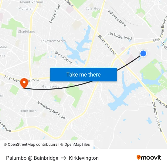 Palumbo @ Bainbridge to Kirklevington map