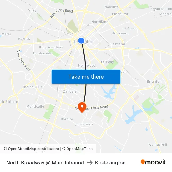 North Broadway @ Main Inbound to Kirklevington map
