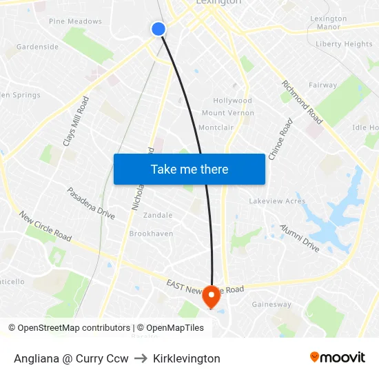 Angliana @ Curry Ccw to Kirklevington map