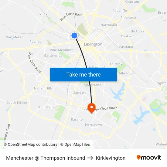 Manchester @ Thompson Inbound to Kirklevington map