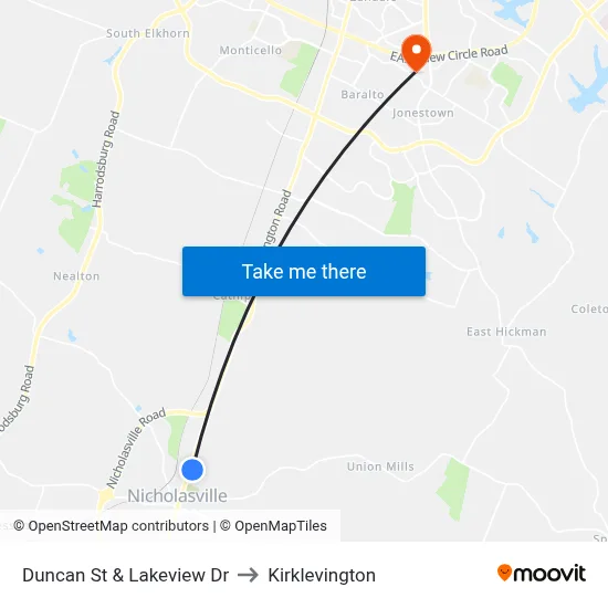 Duncan St & Lakeview Dr to Kirklevington map