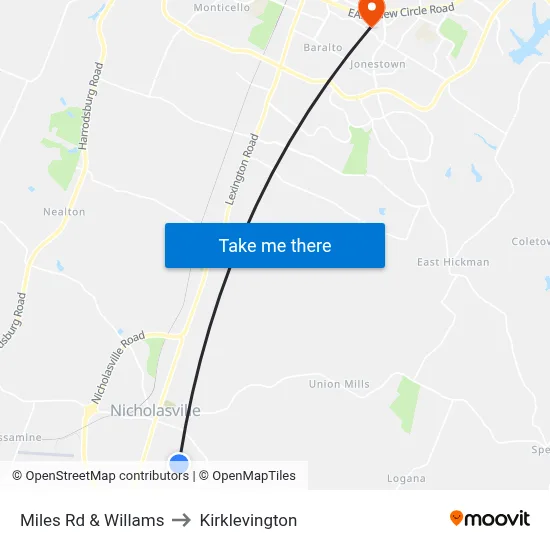 Miles Rd & Willams to Kirklevington map