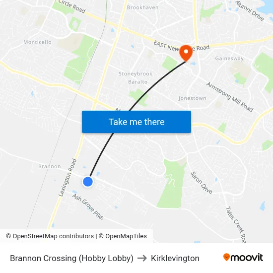 Brannon Crossing (Hobby Lobby) to Kirklevington map